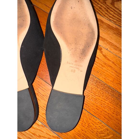 KATE SPADE Irina Flats 6 Black Suede Rhinestone Pointed Toe Mary Jane Mule KA152 - Picture 7 of 7